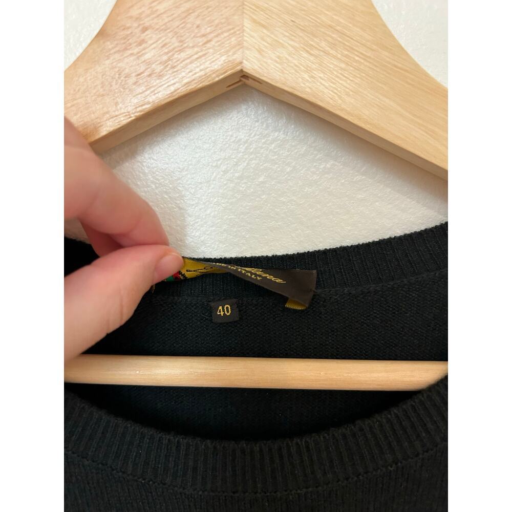Loro Piana 100% Cashmere Sweater Dress Black classic lambskin belt sz 40 Italy - Picture 7 of 14